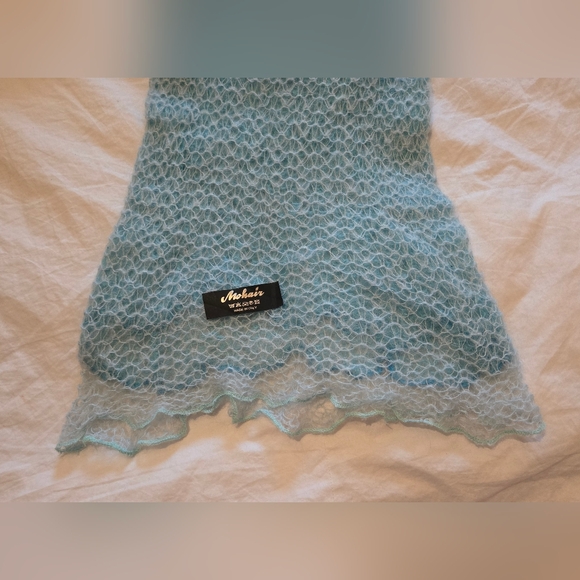 NWOT: Beautiful Vintage Turquoise/Aqua Mohair Scarf; Italian Made & Bought; NEW! - Picture 11 of 16